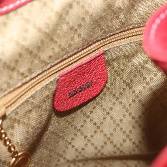 GUCCI Bamboo Backpack Suede Leather Red Gold 003 2058 0030 Auth 129917 - Picture 12 of 16